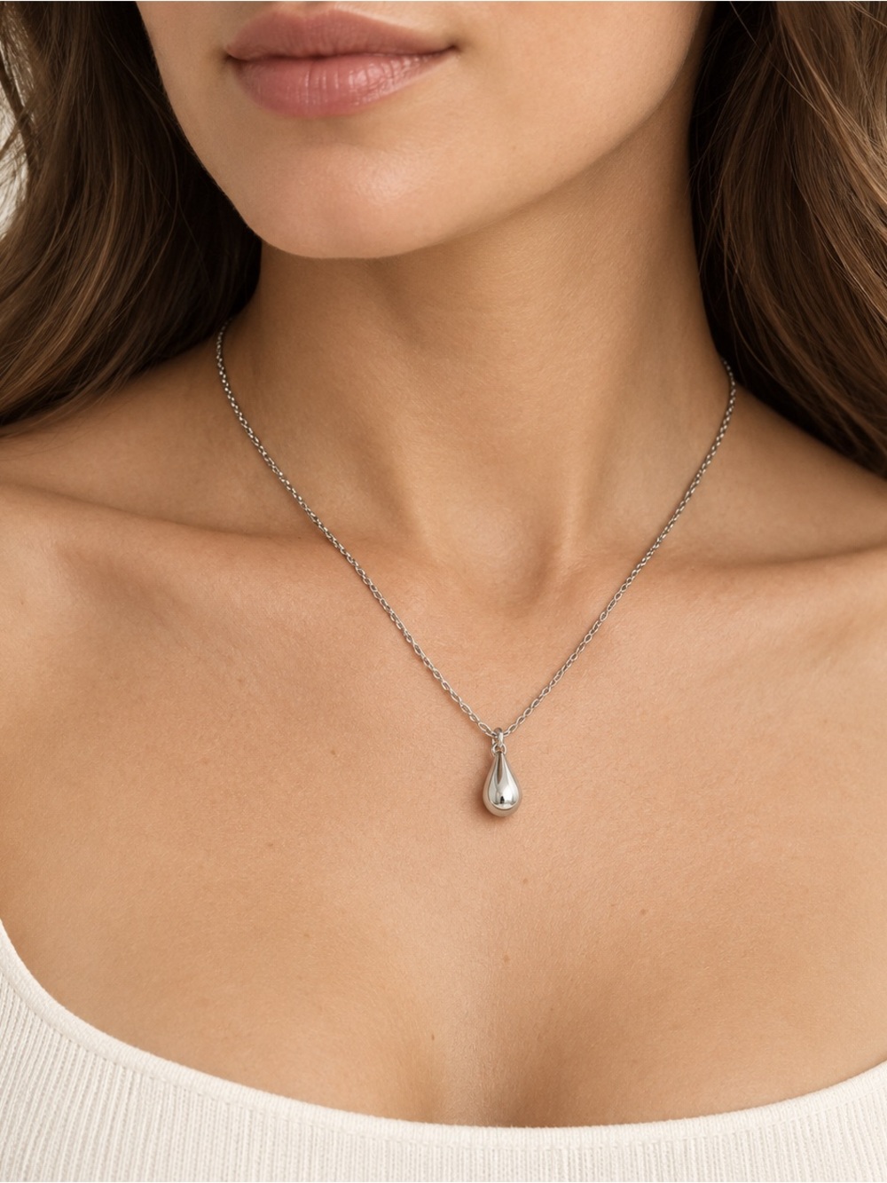 Tiffany & Co. Elsa Peretti 12mm Teardrop Necklace Sterling Silver